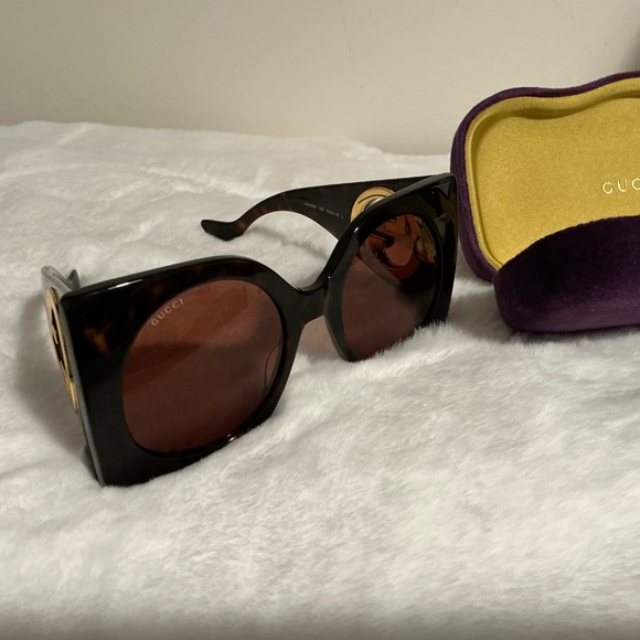 NWOT GUCCI Havana 55MM Oversized Square Plastic Sunglasses main image 4